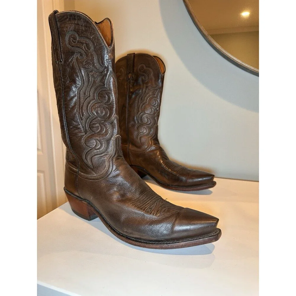 1883 Lucchese Mens Western Leather Boots Size 11D Rich Brown N1615 USA
